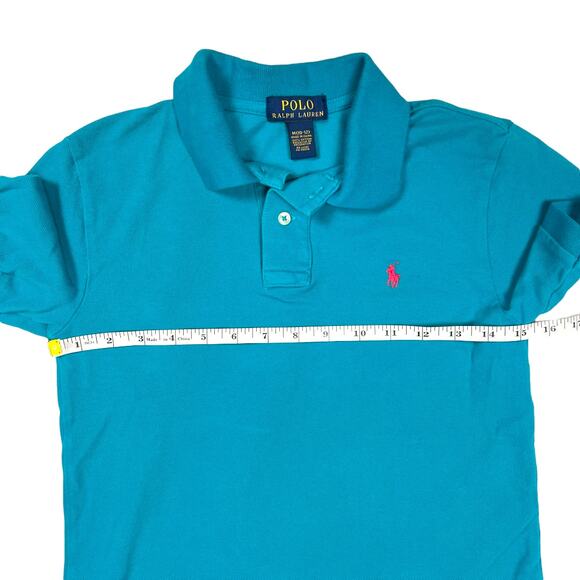 Polo Ralph Lauren Polo Shirt Blue Short Sleeve Collared 100% Cotton Boys Medium - Picture 4 of 7